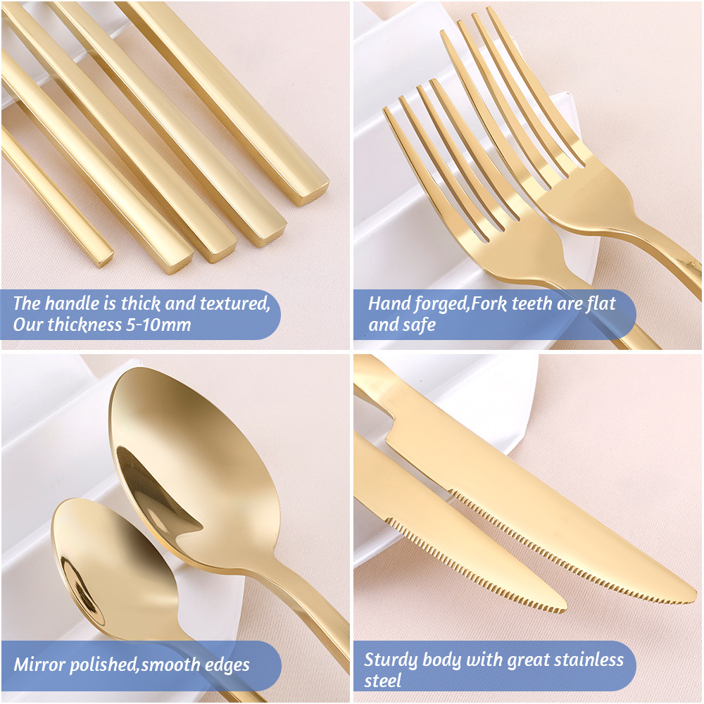 Wholesale stainless steel cutlery gold forks and knives for wedding