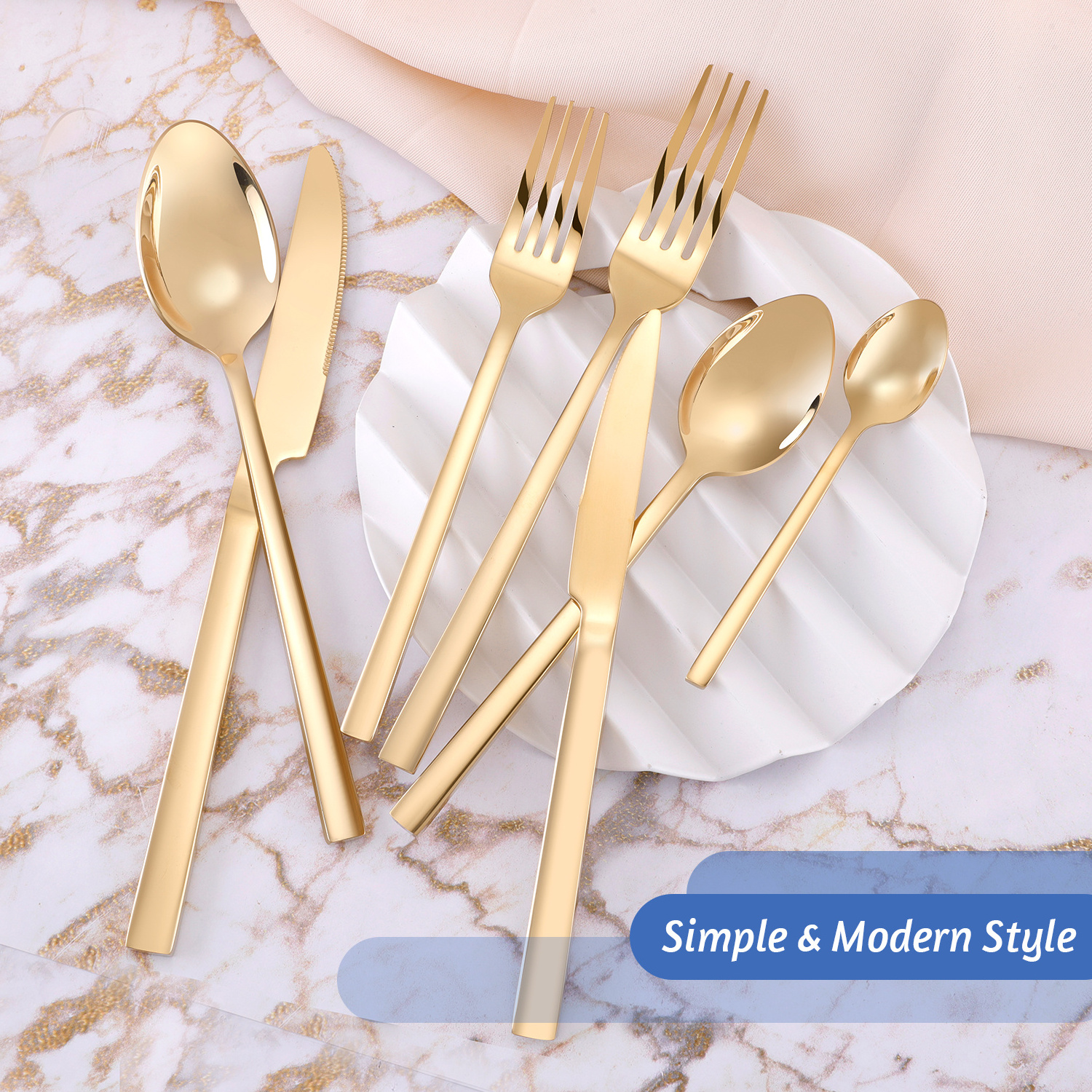 Wholesale stainless steel cutlery gold forks and knives for wedding