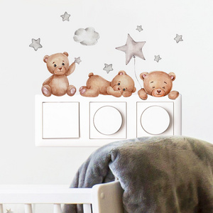 30*10cm DIY Cute Bear Switch Decal Wall Stickers Home Decals Bedroom Kids Room Stars Cloud Light Parlor Decor