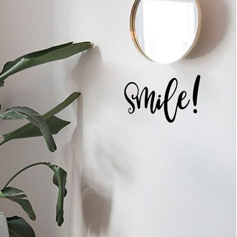 7*14cm  Bedroom Decoration Self-adhesive English Quote Inspirational Wallpaper Sticker Smile Mirror Decor Decals