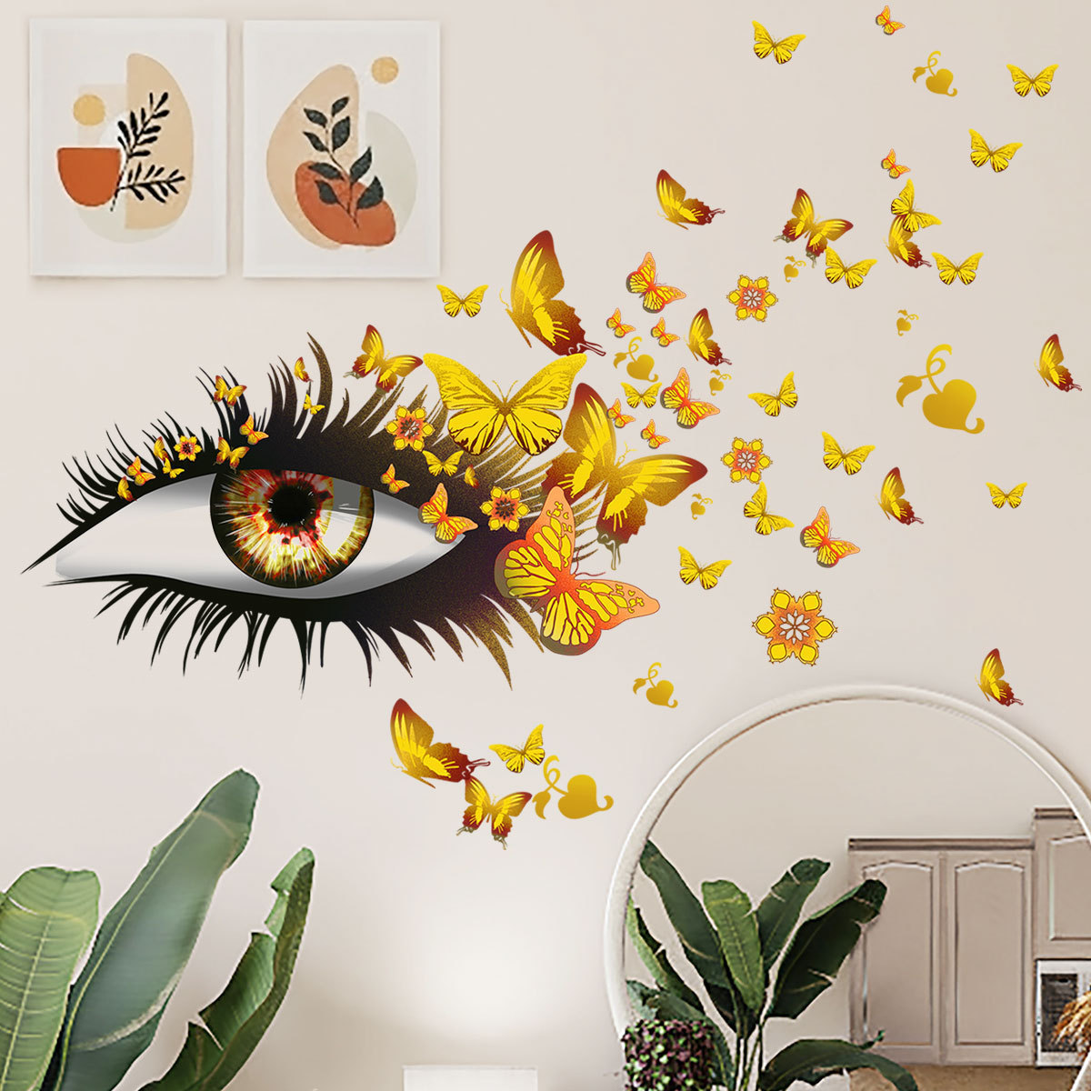 Girl Bedroom Decorated Wall Vinyl Sticker Salon Girl Eye Window Beauty Art Decal Pretty Removable Wall Decals