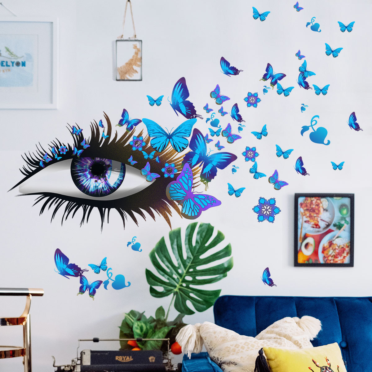 Creative Blue Eyes Butterfly Wall Stickers Living Room Wall Decoration Bedroom Renovation Atmosphere Wall Decals