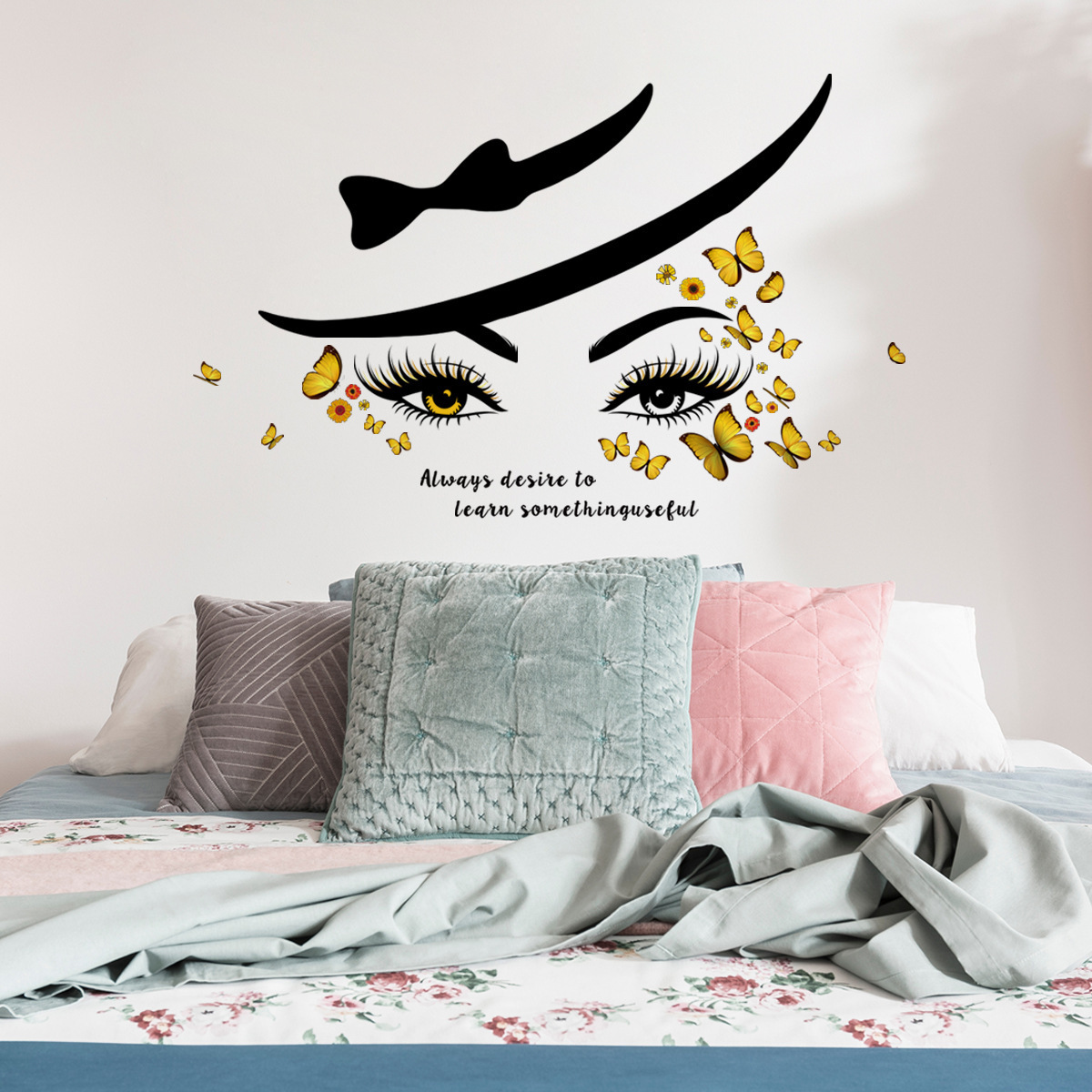 Girls Room Self Adhesive Inspirational Quote Eye Brows Sticker Wall Decoration