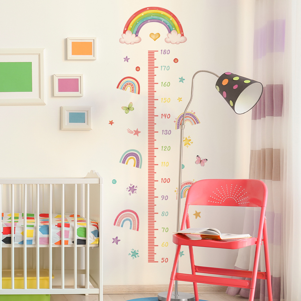 Customized Rainbow Height Chart Decal, Growth Chart Ruler Sticker, Boho Wall Decal for Bedroom Room Decor Wall Sticker