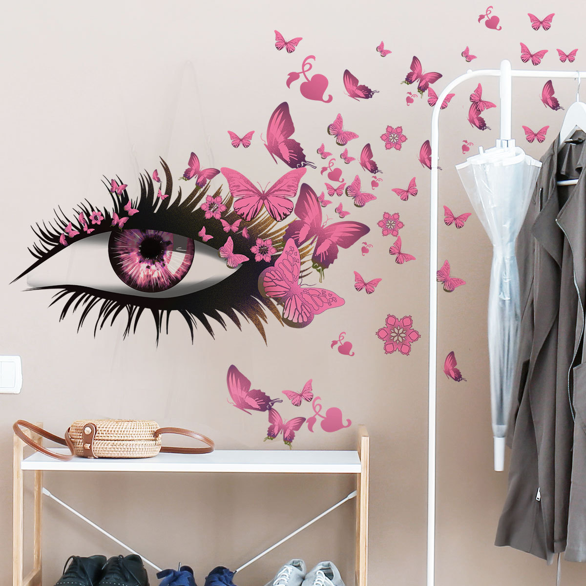 Vinyl Beauty Eye Wall Decal Large Beauty Salon Eyelash Murals Stickers Make Up Store Women Girls Bedroom Home Decoration