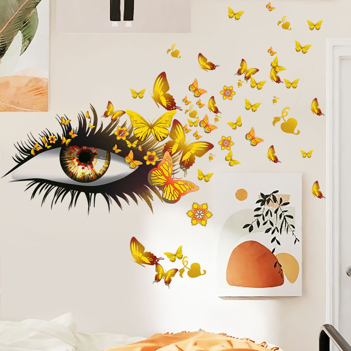 Girl Bedroom Decorated Wall Vinyl Sticker Salon Girl Eye Window Beauty Art Decal Pretty Removable Wall Decals