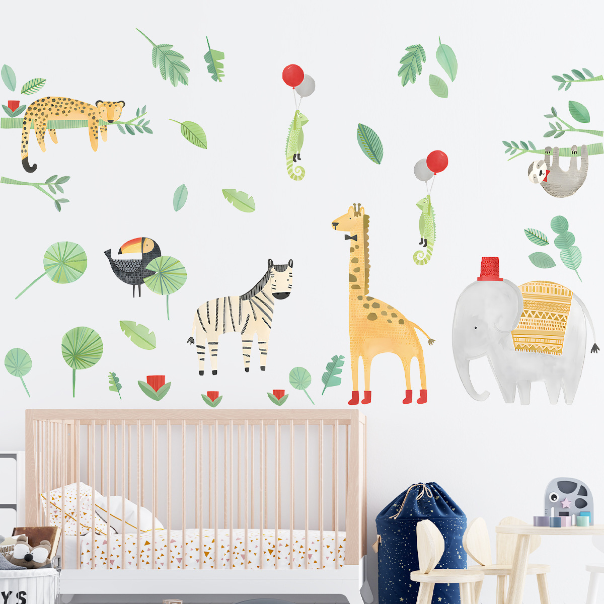 Custom Self Adhesive Removable Forest Animal Wall Art for Kids Room Decoration