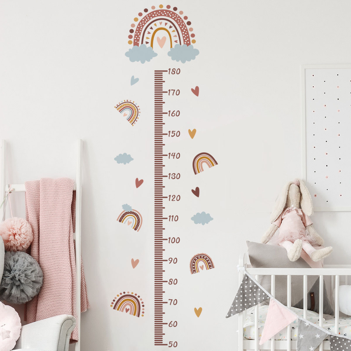 Removable Boho Rainbow Wallpaper Height Paste Children's Room Kindergarten wall decoration stickers