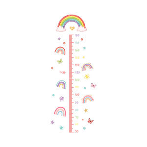 Customized Rainbow Height Chart Decal, Growth Chart Ruler Sticker, Boho Wall Decal for Bedroom Room Decor Wall Sticker