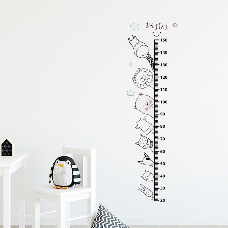 25*70cm*2pcs Height Measure Wall Stickers Cartoon Animals Wall Decal Growth Chart Nursery Room Decor Wall Art for Baby Rooms