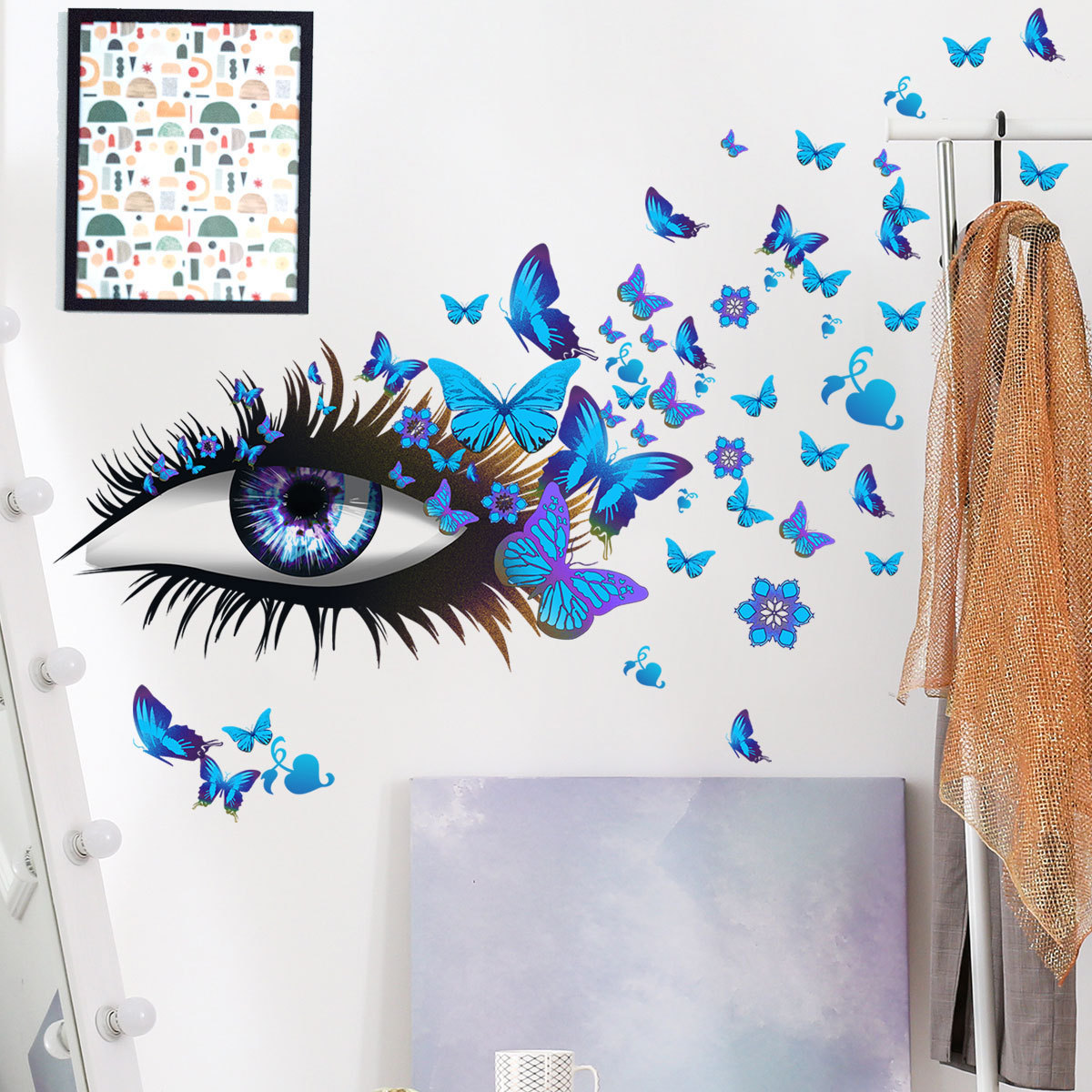 Creative Blue Eyes Butterfly Wall Stickers Living Room Wall Decoration Bedroom Renovation Atmosphere Wall Decals