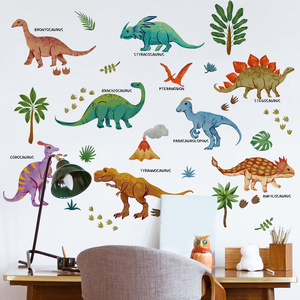 Custom Cartoon Dinosaur Theme Removable Printing Decal PVC Waterproof Home Decoration Wall Sticker for Kids Room