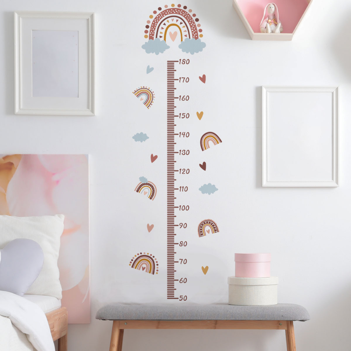 Removable Boho Rainbow Wallpaper Height Paste Children's Room Kindergarten wall decoration stickers