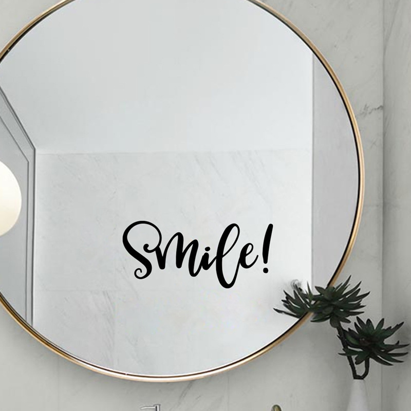 7*14cm  Bedroom Decoration Self-adhesive English Quote Inspirational Wallpaper Sticker Smile Mirror Decor Decals