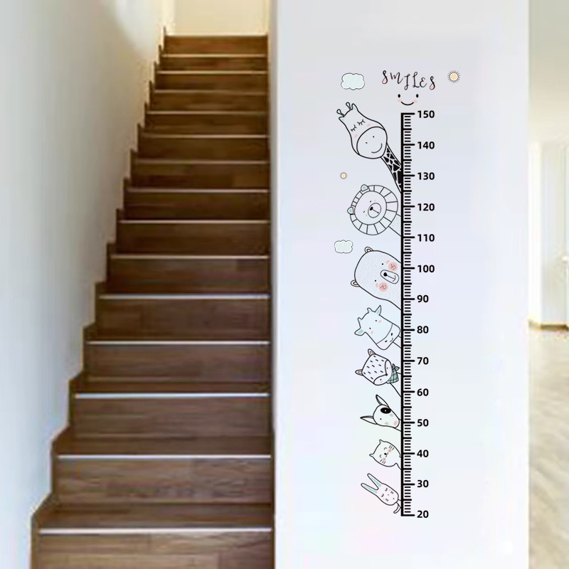 25*70cm*2pcs Height Measure Wall Stickers Cartoon Animals Wall Decal Growth Chart Nursery Room Decor Wall Art for Baby Rooms