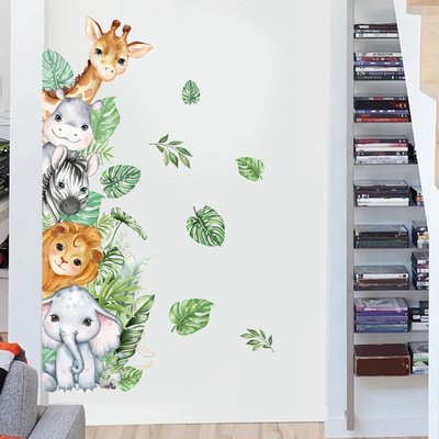 30*90cm Colourful Animal Children Nursery Wall Stickers Home Decal Peel and Stick Removable Wall Stickers for Kids Living Room