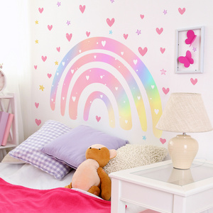 30*90cm*2pcs Rainbow and Heart Wall Sticker Set Decorative Sticker Children Room Sticker Nursery Wall Decor Playroom Decorations