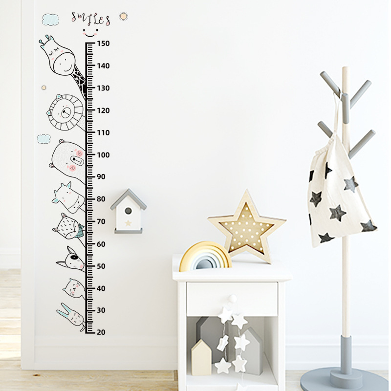 25*70cm*2pcs Height Measure Wall Stickers Cartoon Animals Wall Decal Growth Chart Nursery Room Decor Wall Art for Baby Rooms