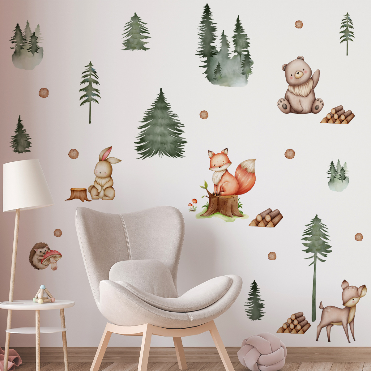 Woodland Forest Animal Wall Stickers Nursery Decor Bear Fox Bunny Ra Nursery Wall Decals For Kids Wall Decal