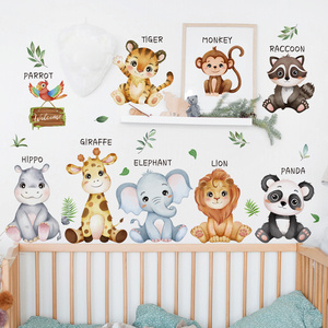 30*60cm*2pcs Jungle Animals Wall Decals Cartoon Animals Wall Stickers Self Adhesive Waterproof Home Wall Decals