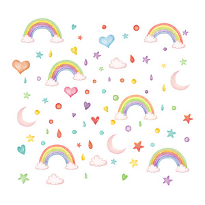 30*30cm*6pcs Self-adhesive PVC Home Decoration Rainbow Wall Decals Decor Wall Stickers for Bedroom Room