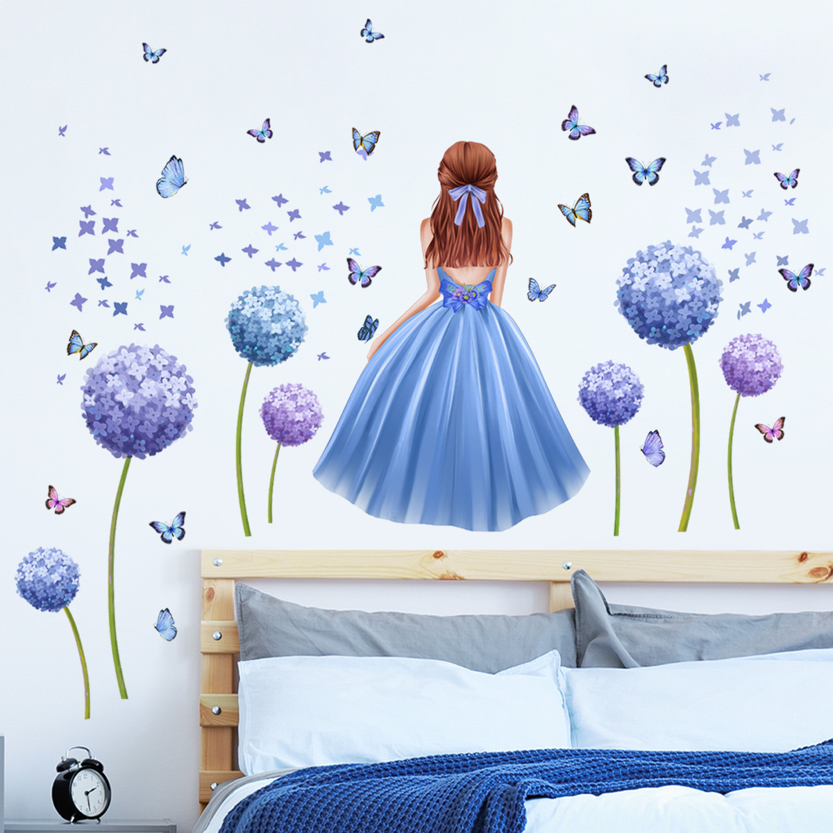 Custom Removable Waterproof Girl Fairy Wall Stickers for Bedroom Decoration