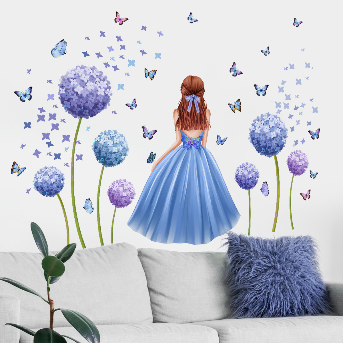 Custom Removable Waterproof Girl Fairy Wall Stickers for Bedroom Decoration