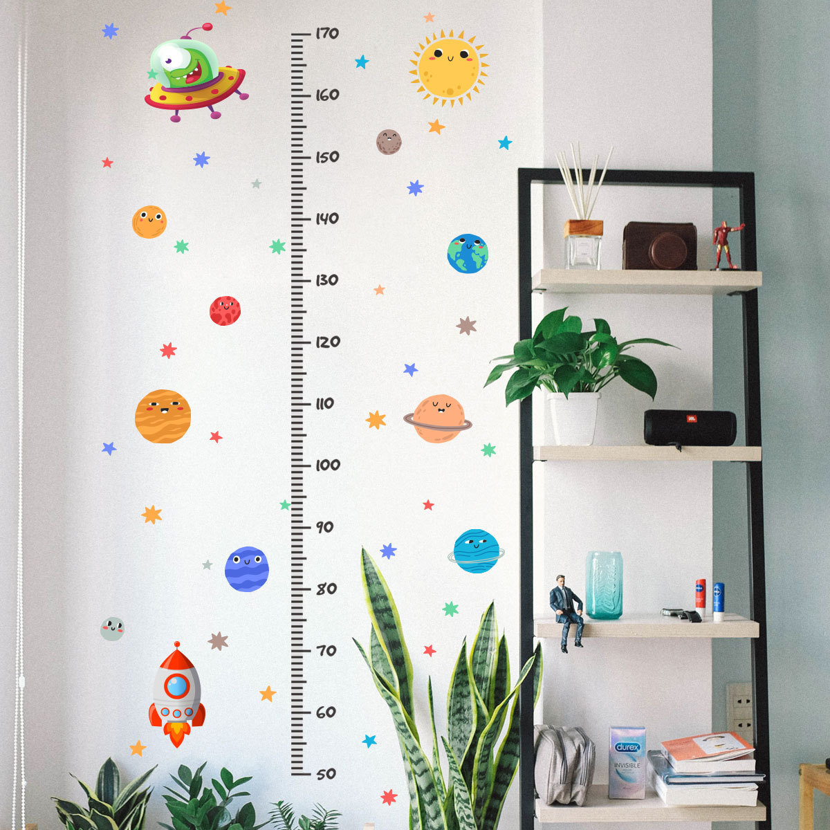 Customized Space Rocket Height Chart Decal, Growth Chart Ruler Sticker, Rocket Wall Decal for Boys Room Decor Wall Sticker