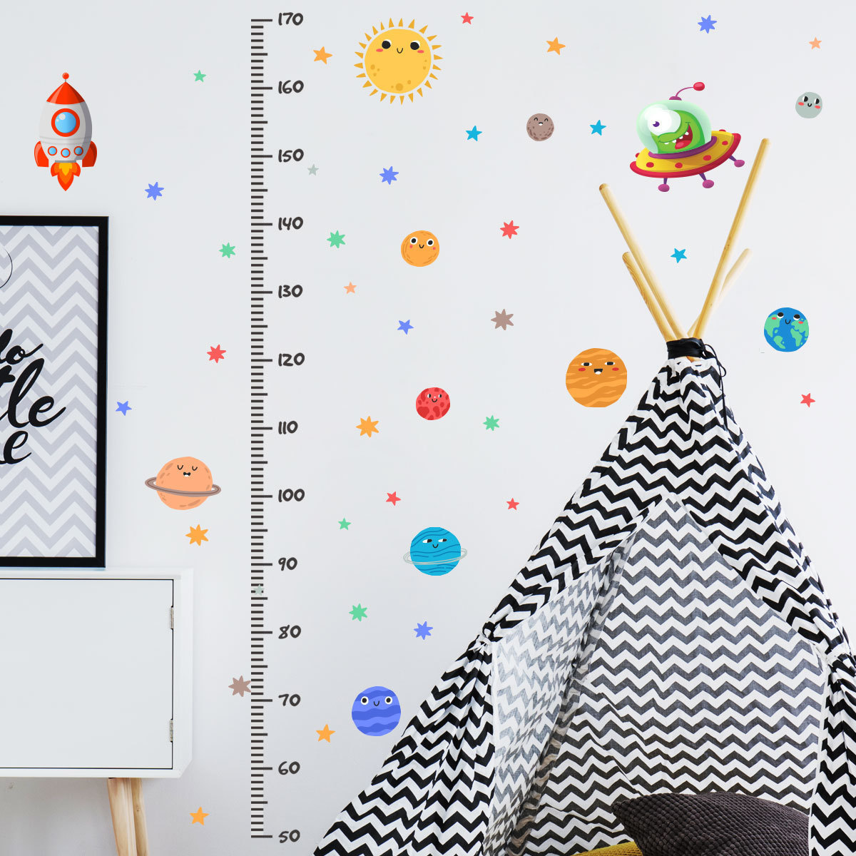 Customized Space Rocket Height Chart Decal, Growth Chart Ruler Sticker, Rocket Wall Decal for Boys Room Decor Wall Sticker