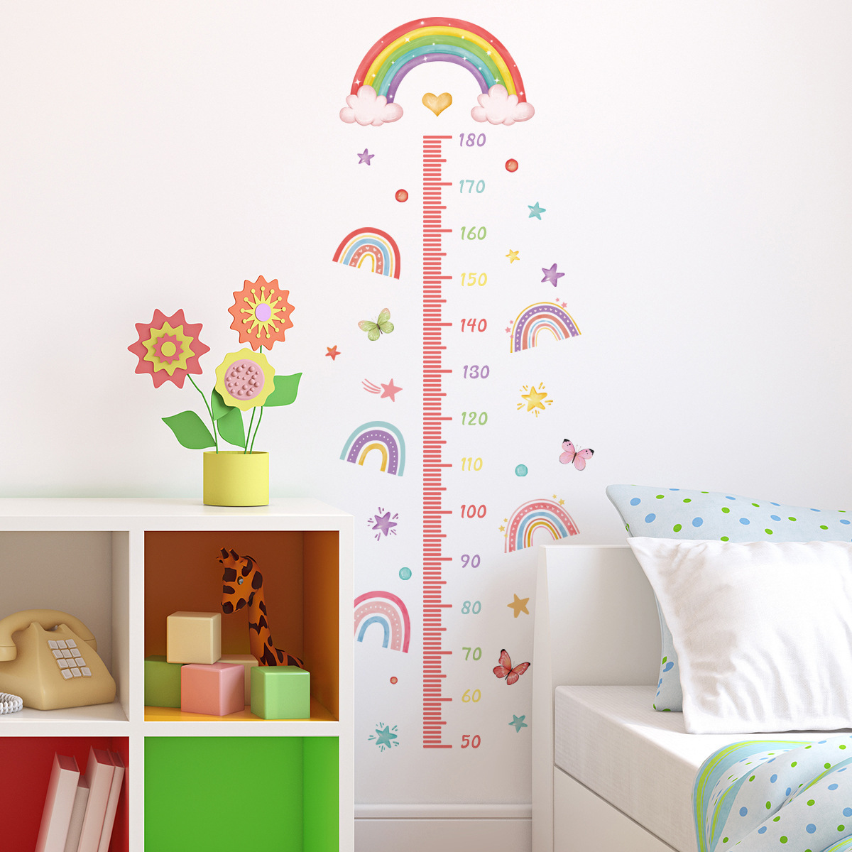 Customized Rainbow Height Chart Decal, Growth Chart Ruler Sticker, Boho Wall Decal for Bedroom Room Decor Wall Sticker