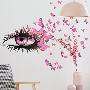 Vinyl Beauty Eye Wall Decal Large Beauty Salon Eyelash Murals Stickers Make Up Store Women Girls Bedroom Home Decoration