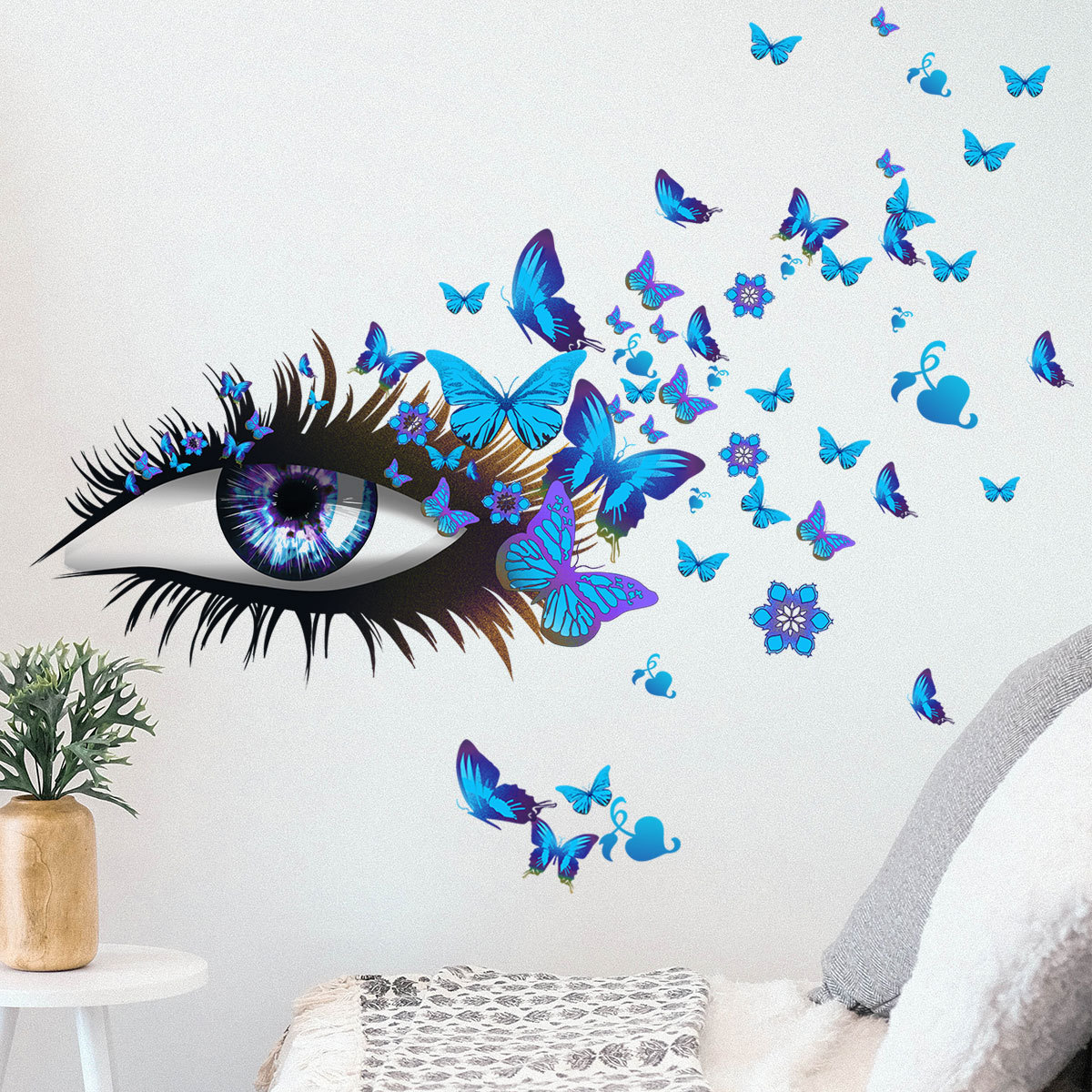 Creative Blue Eyes Butterfly Wall Stickers Living Room Wall Decoration Bedroom Renovation Atmosphere Wall Decals