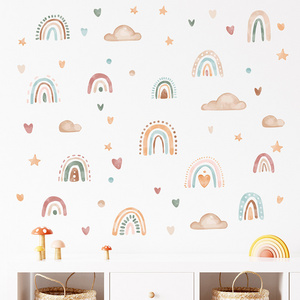 30*22.5cm*3pcs Kids Bedroom Decoration Boho Rainbow Cloud Star Wall Stickers Removable PVC Wall Decal for  Home Decoration