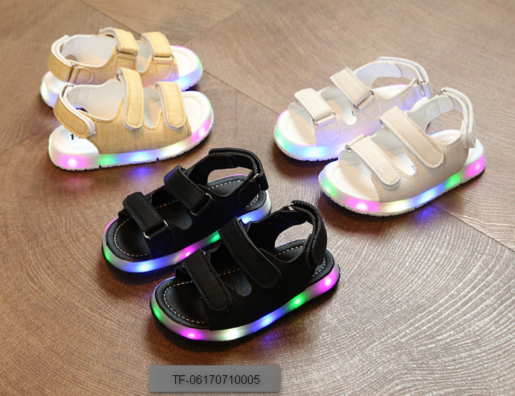 high quality lighting children shoes fashion high quality LED Shinning kids sneakers Hook baby girls boy shoes sandals