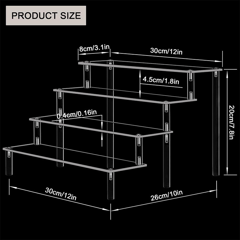 Large Acrylic Display Risers, Perfume Stand Organizer, Clear Acrylic Shelf Risers for Display Stands for Food