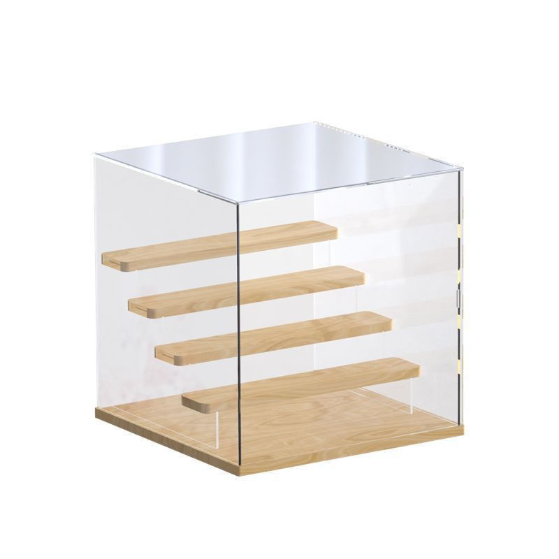 Toy figure display cases Stackable Transparent Custom Acrylic Toy Figure Wooden Base with Models Storage Stands Box