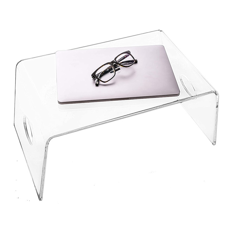 Acrylic Bed Tray with handles Clear Laptop Stand for Home Office Lightweight Portable Lap Desk for Reading Writing Mobile Table