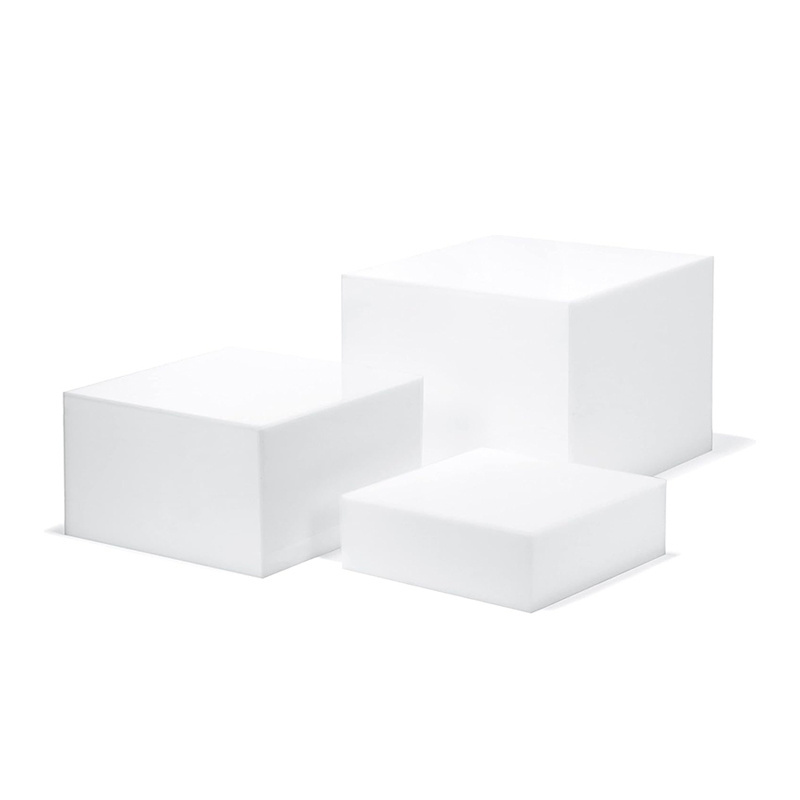 White Buffet Acrylic Riser Cube Display Nesting Risers Square Food Dessert Pedestal Box Display Stand Display Racks