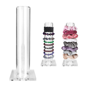 Solid acrylic jewelry display tower support vertical frame transparent bracelet display rack acrylic Scrunchie Holder Stand