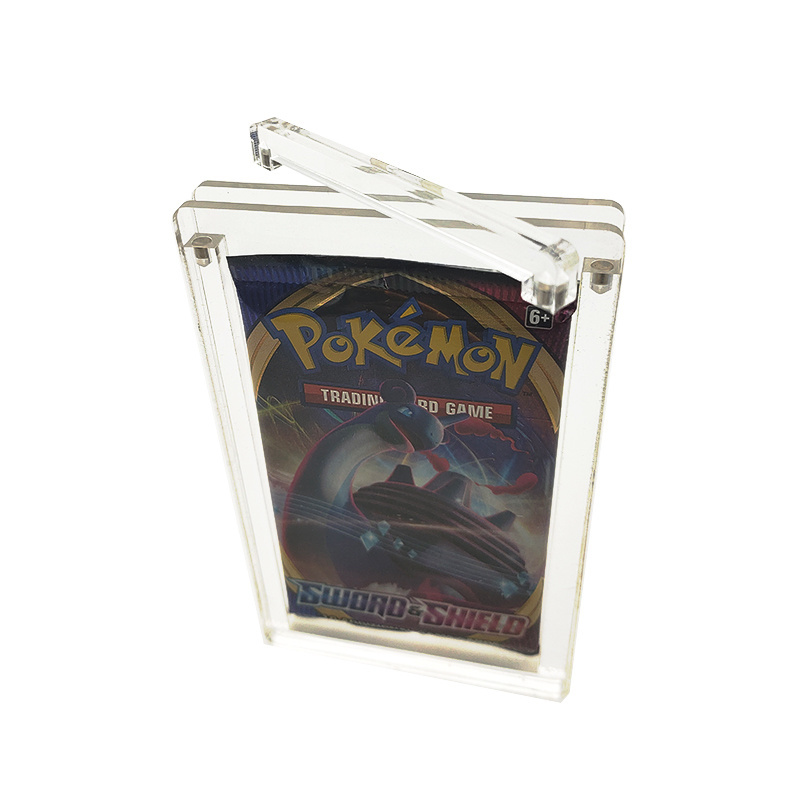 TCG booster pack display transparent clear magnetic lid Pokemon Card Packs Single Booster Pack Frame display case