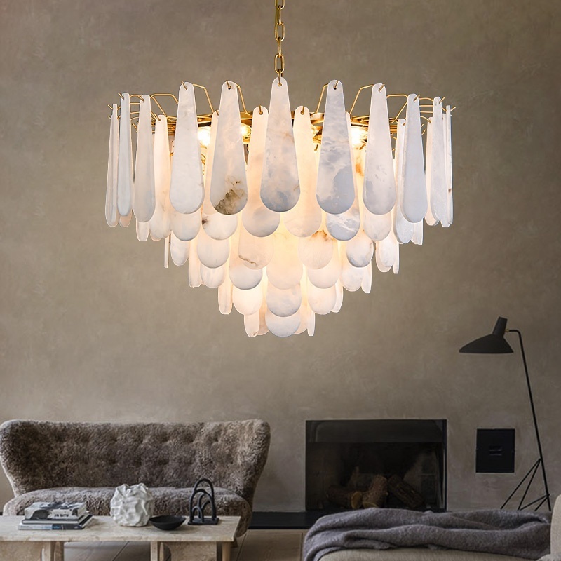 Light Luxury Marble Pendant Light High End Lamps Living Room Bedroom Creative Simple Hanging Chandelier Lamp