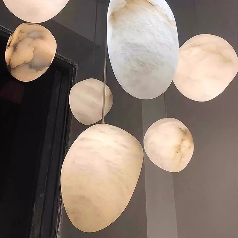 Keli Luxury Shape Long for Stair Spiral Stairwell Apartment Villa Duplex Loft Lamp Living Room Marble Led Pendant Light