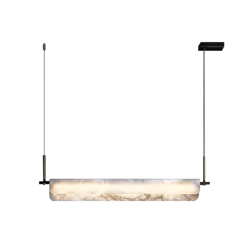 Keli Modern Rectangular Led Linear Office Art Alabaster Decoration Living Room Marble Ceiling Pendant Light