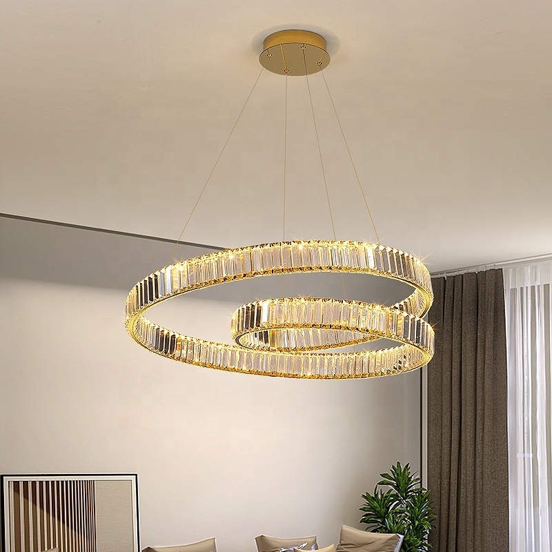 Modern Crystal Pendant Light Restaurant Design Gold White Led Hanging Ceiling Crystal Chandelier Luxury Pendant Light For Home