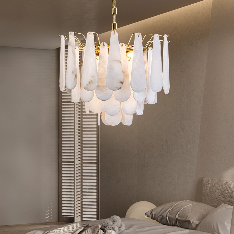 Light Luxury Marble Pendant Light High End Lamps Living Room Bedroom Creative Simple Hanging Chandelier Lamp