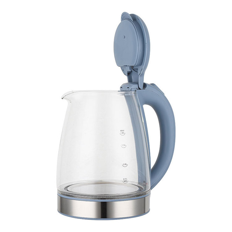 Creative design pyrex clear glass electric kettle 1.8L cooking coffee mini electric glass travel kettle