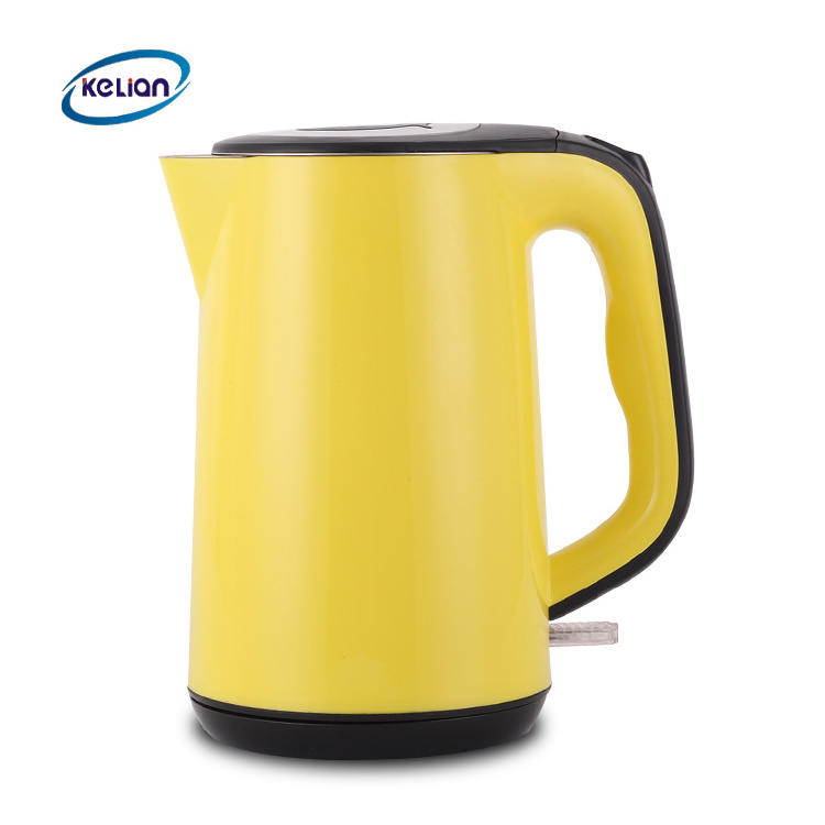 New product Yellow color Plastic 2.0L electric kettle 360 degree stainless steel electric kettle