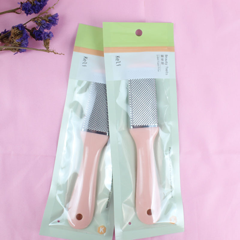 Pink foot rubbing foot care pedicure tool suitable for wet and dry feet stainless steel files