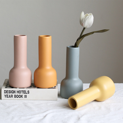 Nordic simple Morandi vase ceramic vase handicraft home furnishing soft decoration dry flower arrangement art vase decoration