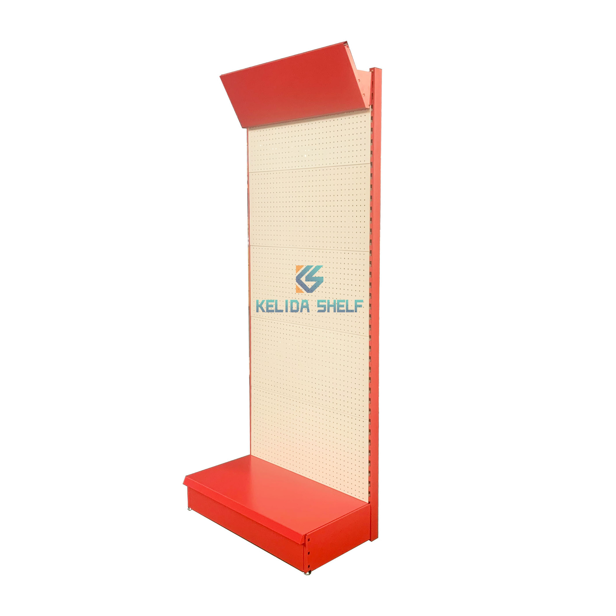 Wholesale Floor Standing Metal Pegboard Panel Shelf For Hardware Store Tool Storage Display